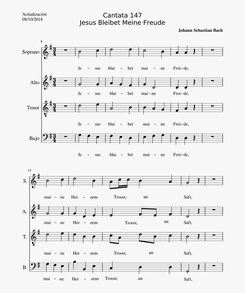 Jesus Bleibet Meine Freude Coro, HD Png Download