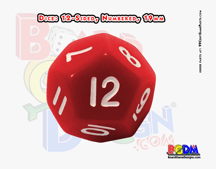 Dice 12 Sided Numbered, 19mm, D12 - Spinner Arrow, HD Png Download