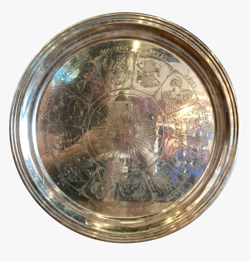 1950s Vintage Zodiac Silver Serving Tray 8757, HD Png Download