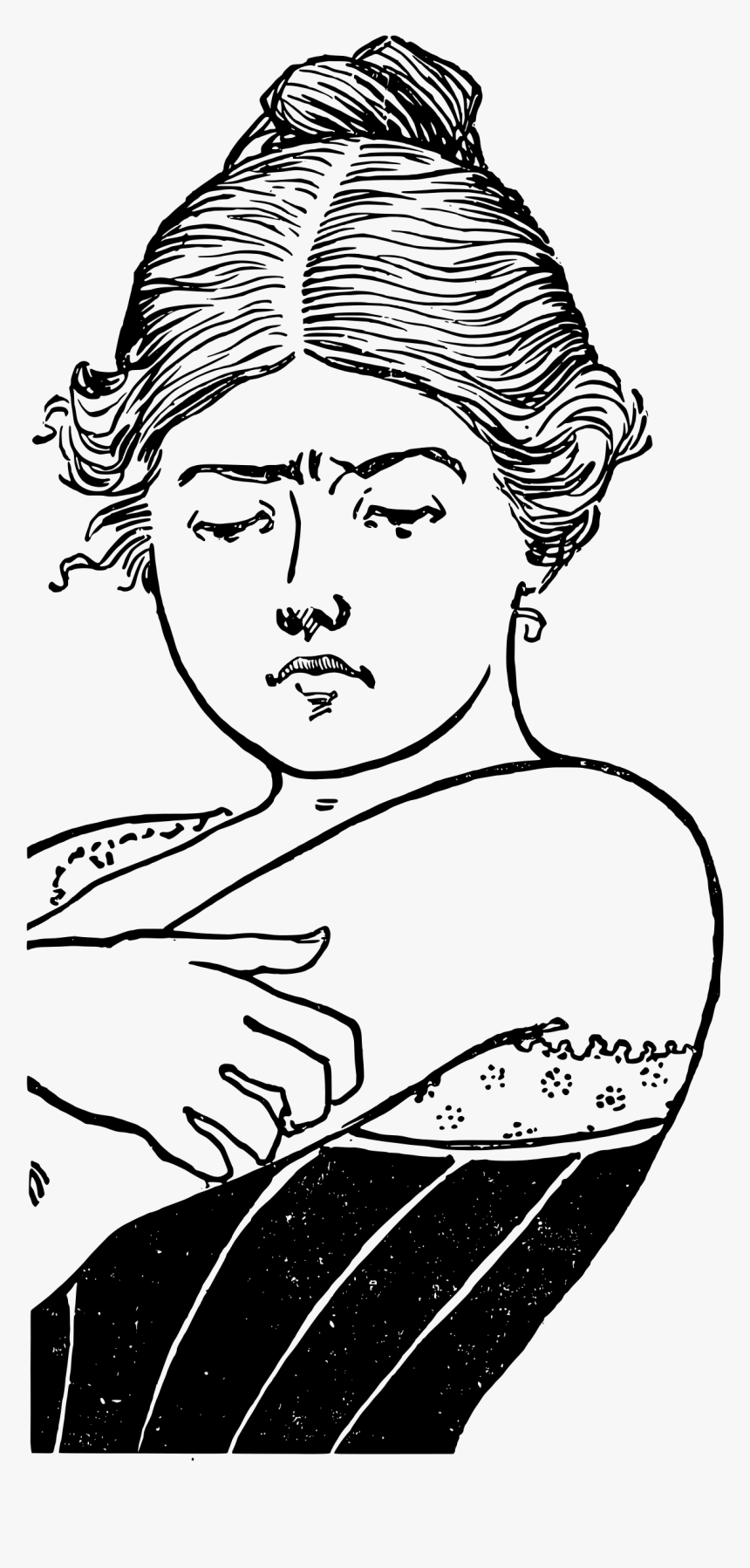 Sad Face Lady Clip Arts - Scratching Face Black And White Clipart, HD Png Download