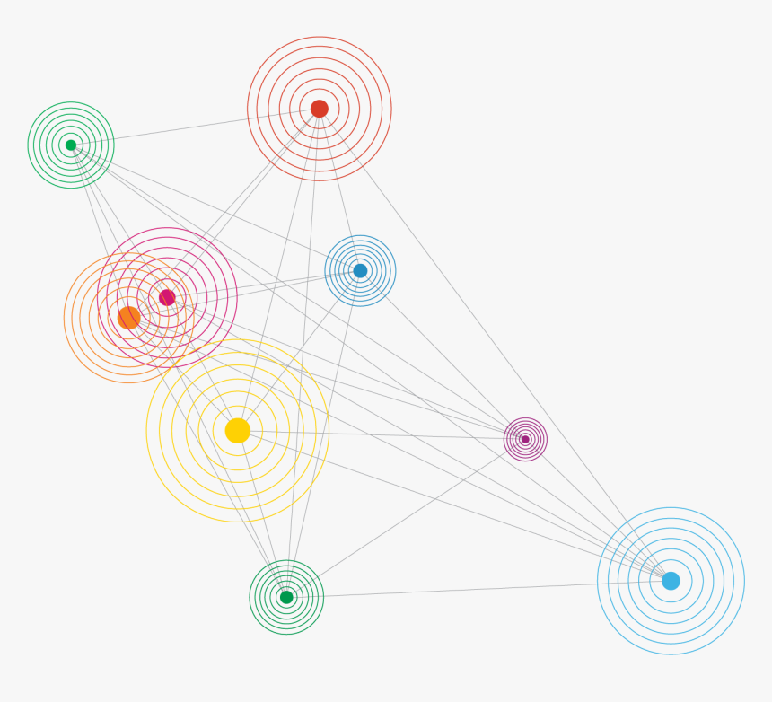 Abstract Diagram Of Multicolored Concentric Rings Connected - Circle, HD Png Download