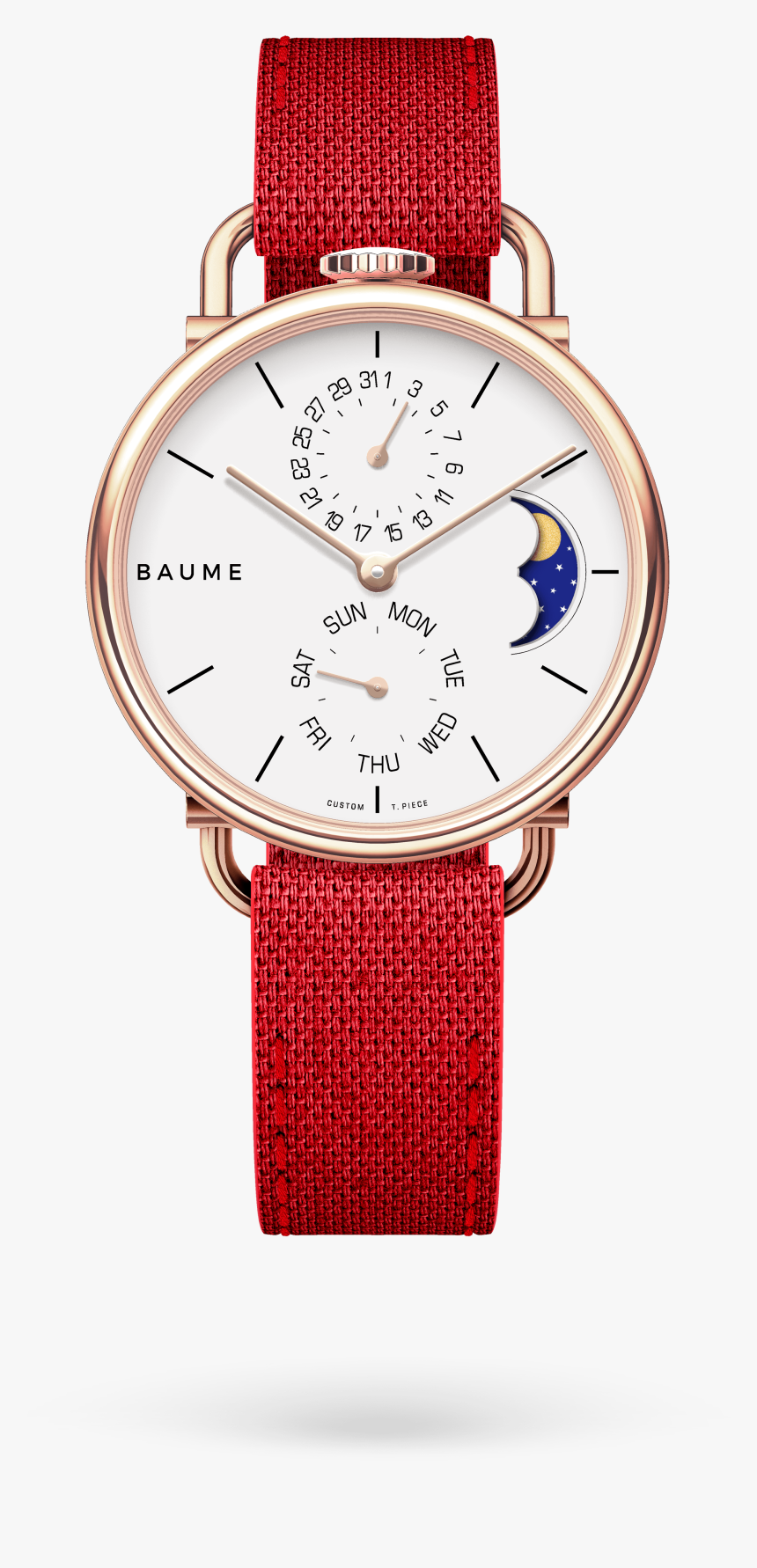 35mm Moonphase Unisex Custom Watch Miyota Golden Case - Baume Watches Moonphase, HD Png Download