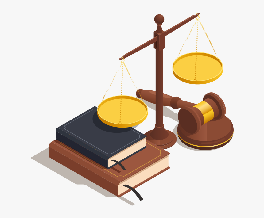 Law Books, Scales And A Gavel - Gavel, HD Png Download