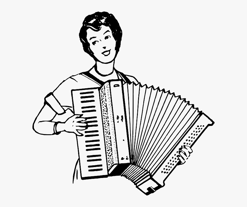 Music, Outline, People, Lady, Woman, Person, Human - Someone Playing The Accordion, HD Png Download
