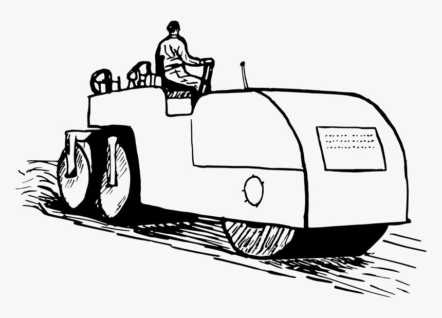 Car On Road Clipart Black And White Graphic Transparent - Road Roller Vector, HD Png Download