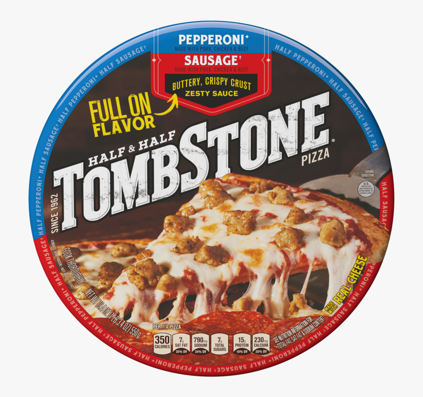 Tombstone Half & Half Pepperoni & Sausage Frozen Pizza - Pizza Cheese, HD Png Download
