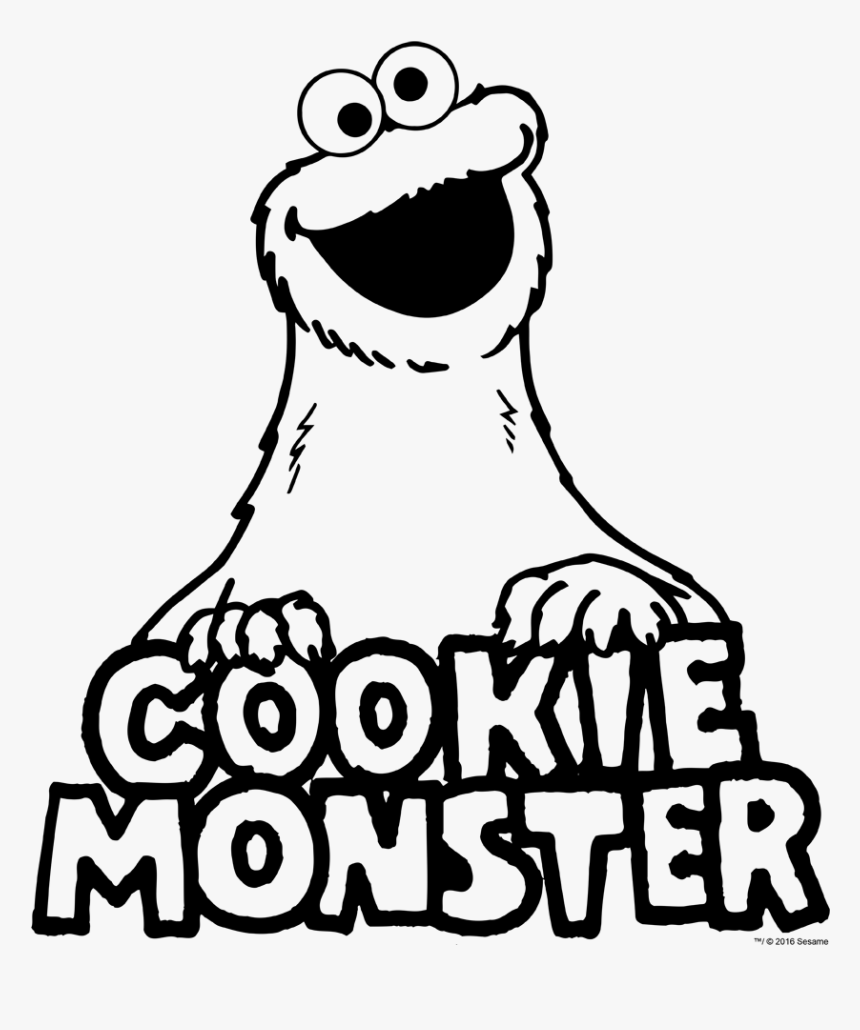Sesame Street Vintage Cookie Monster Kid S T Shirt - Cookie Monster Clipart Black And White, HD Png Download