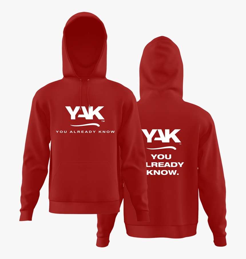 Yak Urban Style Hoodie 3 Red Front-back - Hoodie, HD Png Download