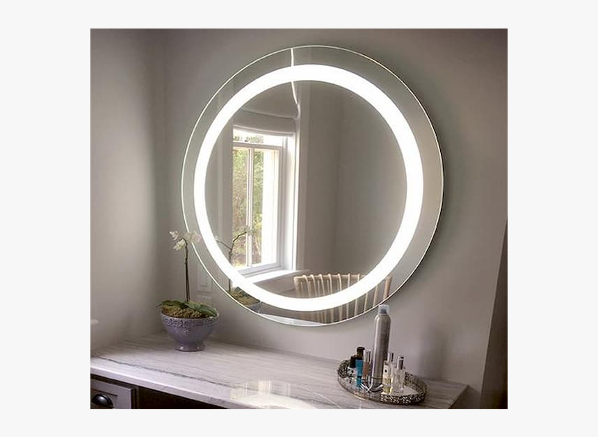 Led Front Round Mirror - Bathroom, HD Png Download