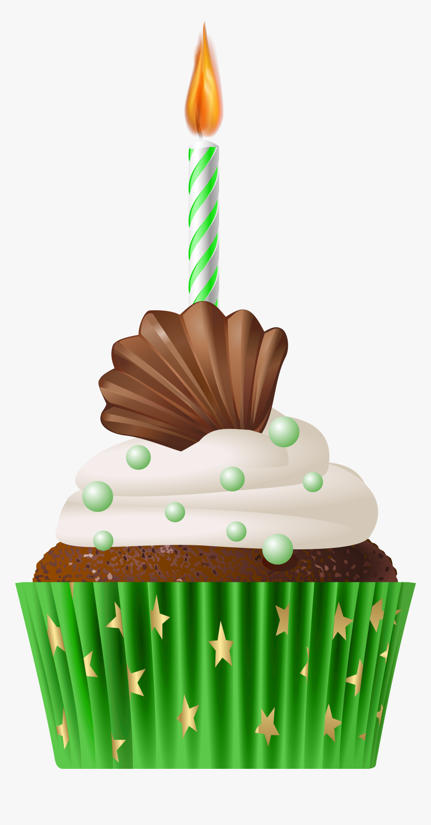 Muffin Green With Png - Cupcakes Clipart With Candle, Transparent Png