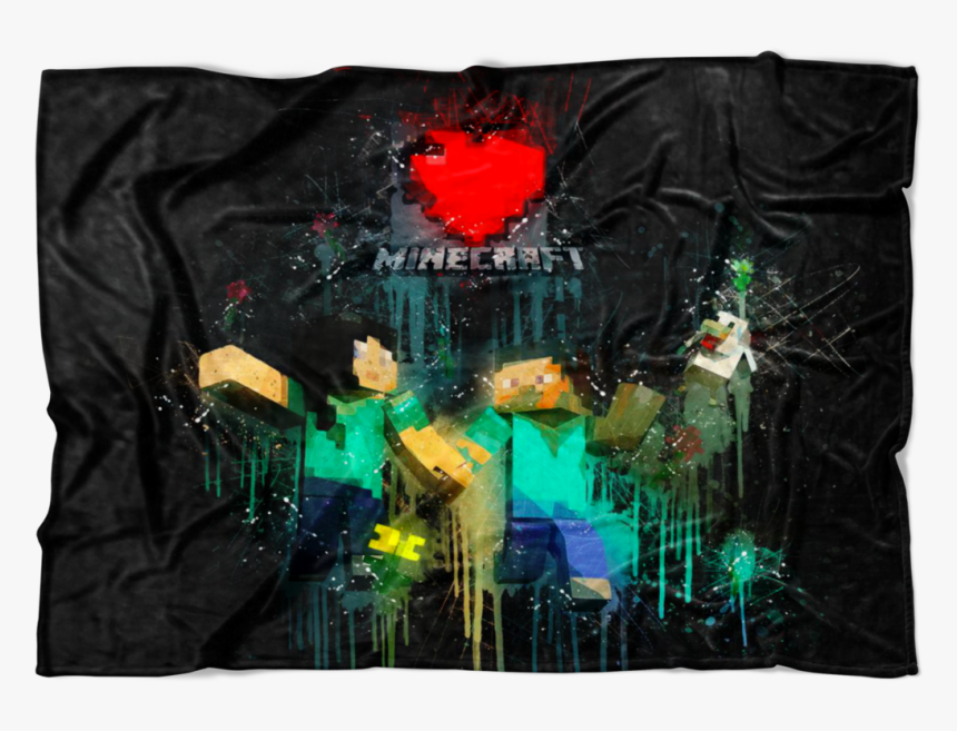 Minecraft Fleece Blanket Minecraft Love Black Blanket - Linens, HD Png Download