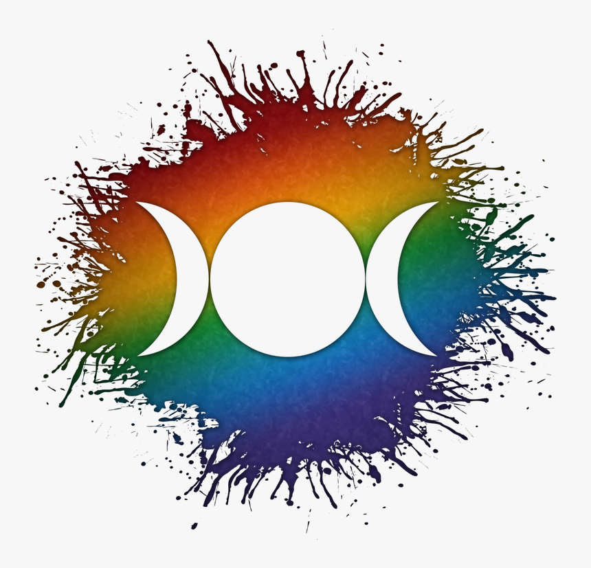 Triple Goddess Moon Symbol Silhouetted Out Of Lgbtq - Rainbow Atheist Symbol, HD Png Download