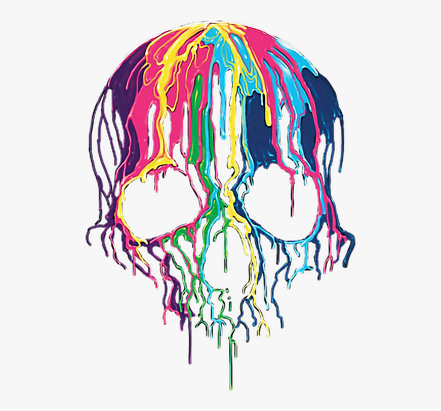 #skull #paint #rainbow #rainbowskull #skullrainbow - T-shirt, HD Png Download
