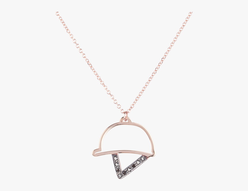Black Diamond Figure Of Helmet Pink Gold Nekclace - Locket, HD Png Download