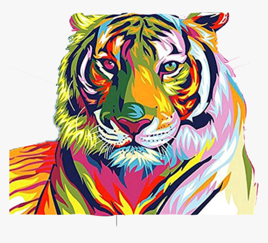 #tiger #leon #wild #wildanimal #wildanimals #wildish - Colorful Tiger, HD Png Download