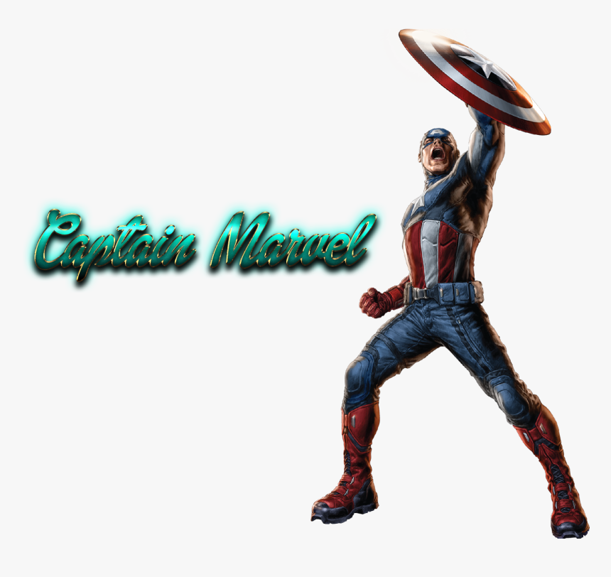 Captain Marvel Free Desktop Background - Captain America Holding Up Shield, HD Png Download