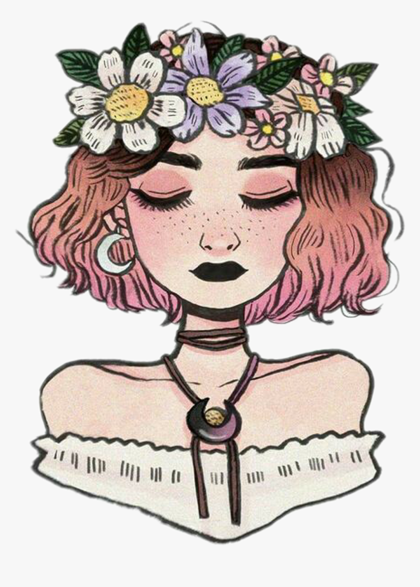#girl #tumblr #vintage #flowers #crown #girltumblr, HD Png Download