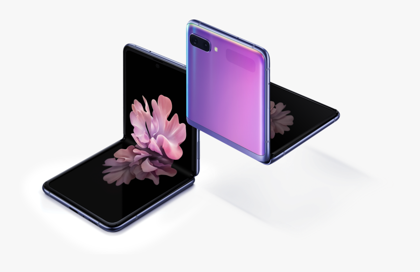 Two Galaxy Z Flip Phones In Mirror Purple At A Three-quarter - Samsung Galaxy, HD Png Download