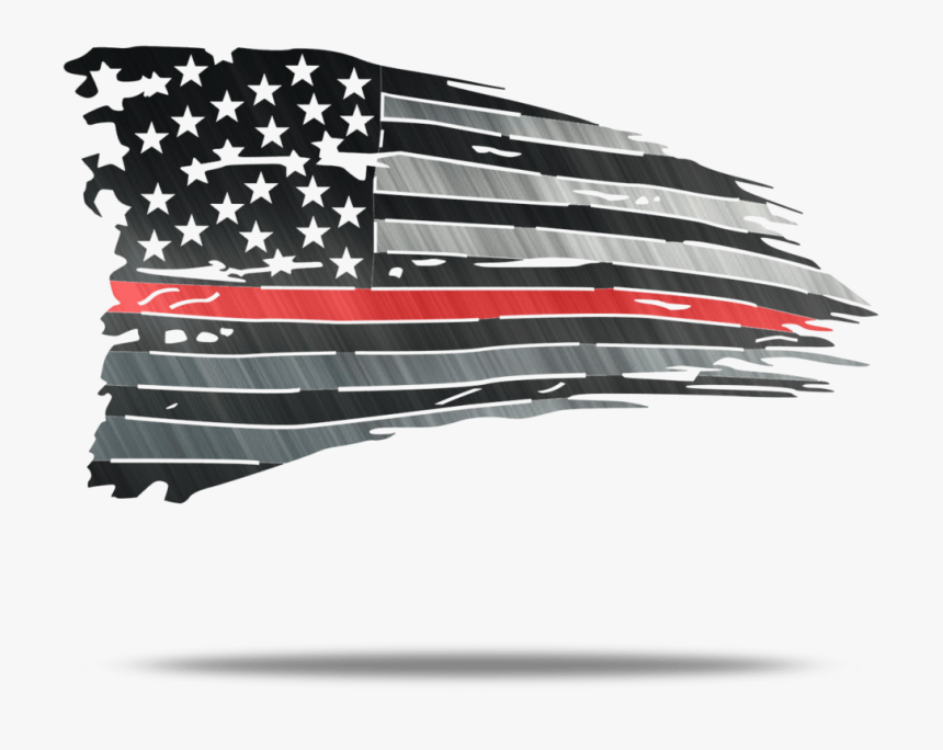 Distressed Red Line Fire Metal Wall Art Battle Flag - Blue Line Flag Png, Transparent Png