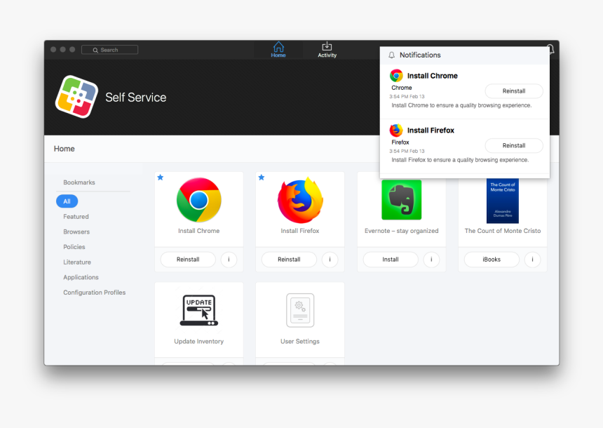 Service For Macos Notifications - Self Service Bookmarks Jamf, HD Png Download