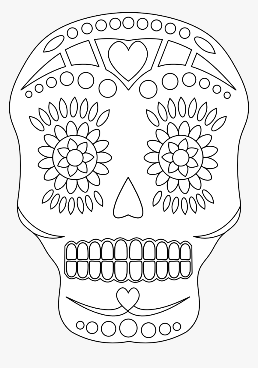 Sugar Skulls Day Of The Dead Coloring Simple, HD Png Download
