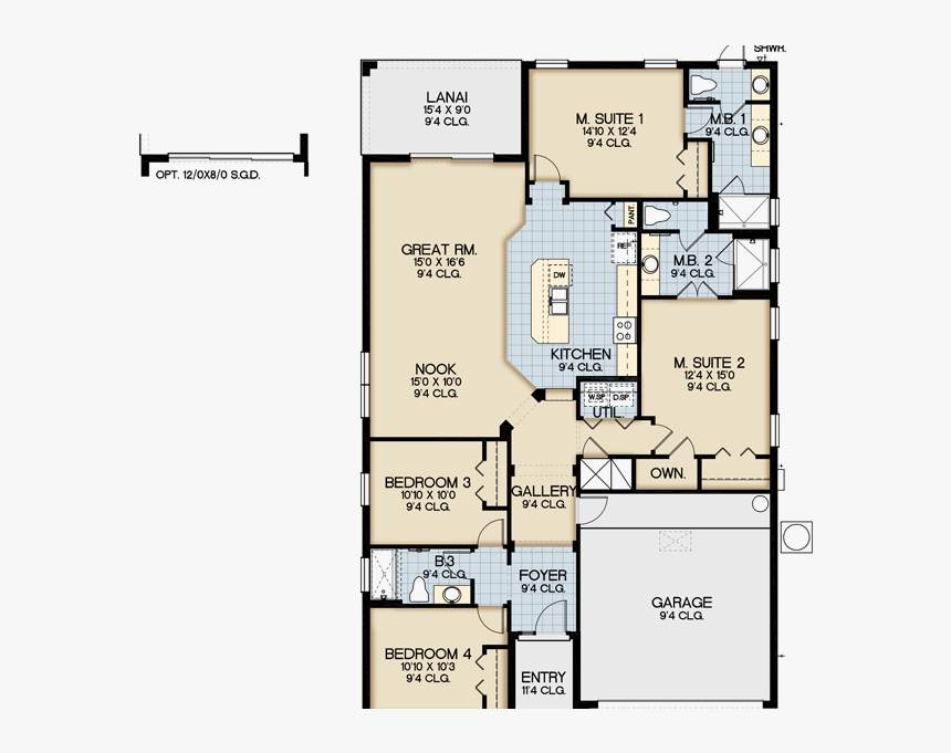 Claremont Floorplan Solterra Resort Orlando - Floor Plan, HD Png Download