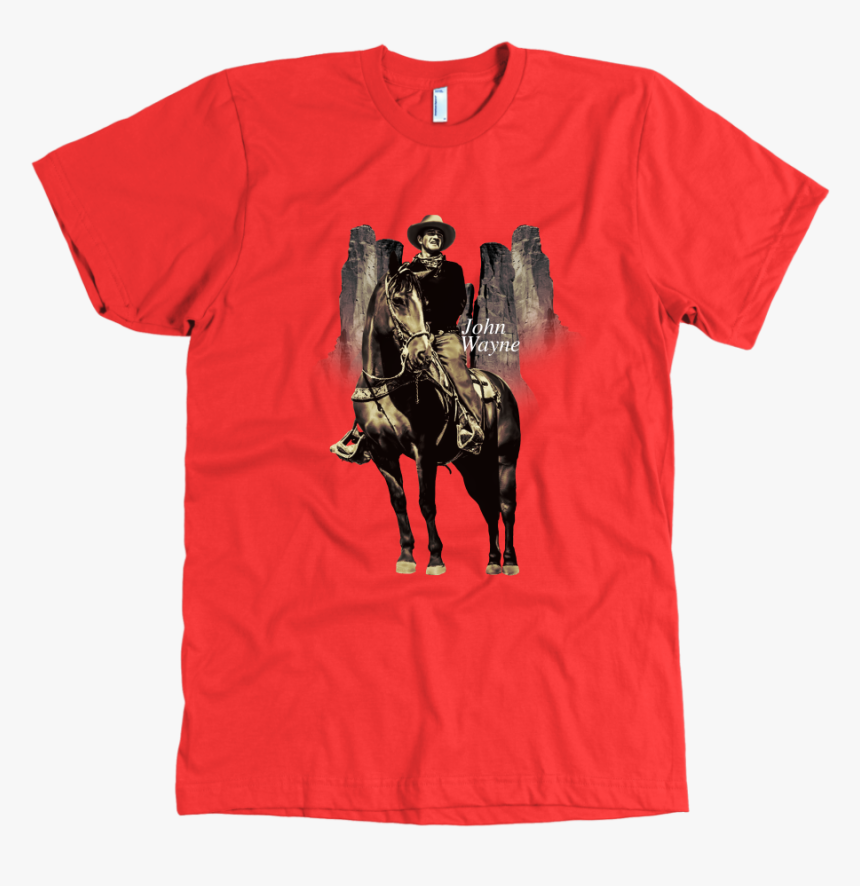 Quality John Wayne T-shirt Made In Usa - John Wayne (on Horse) Movie Poster Print, HD Png Download
