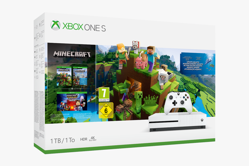 Xbox One S Minecraft Aquatics Bundle 1tb, HD Png Download