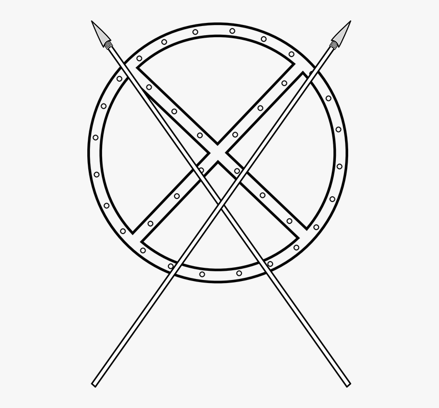 Transparent Spears Png - Shield And Sword Drawing, Png Download