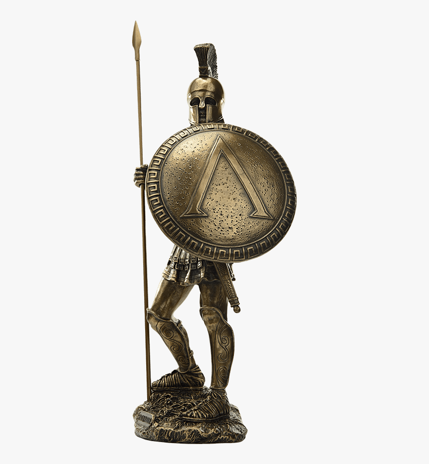 Spartan Warrior With Spear And Hoplite Shield Statue - Statue, HD Png Download