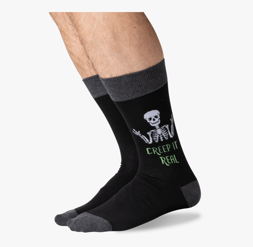 Men S Creep It Real Socks In Black Front 
 Class Slick, HD Png Download