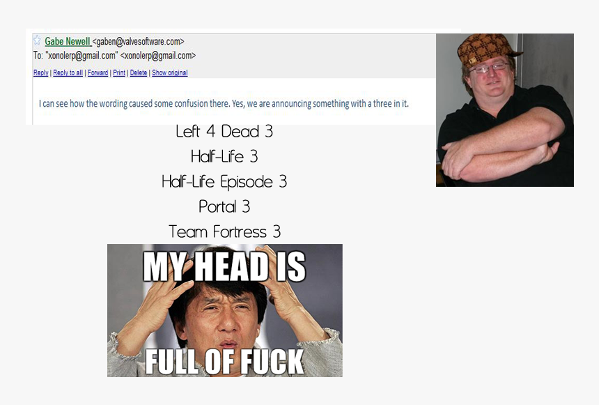 Scumbag Gabe Newell - My Mind Is Full, HD Png Download