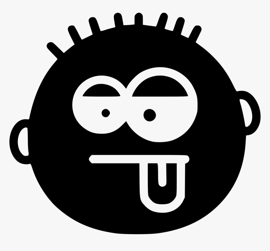 Silly - Icon Emoji Black And White, HD Png Download