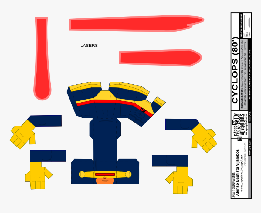 Cyclops, One Of The First X-men Clipart , Png Download - Paper Toy Adventures X Men, Transparent Png