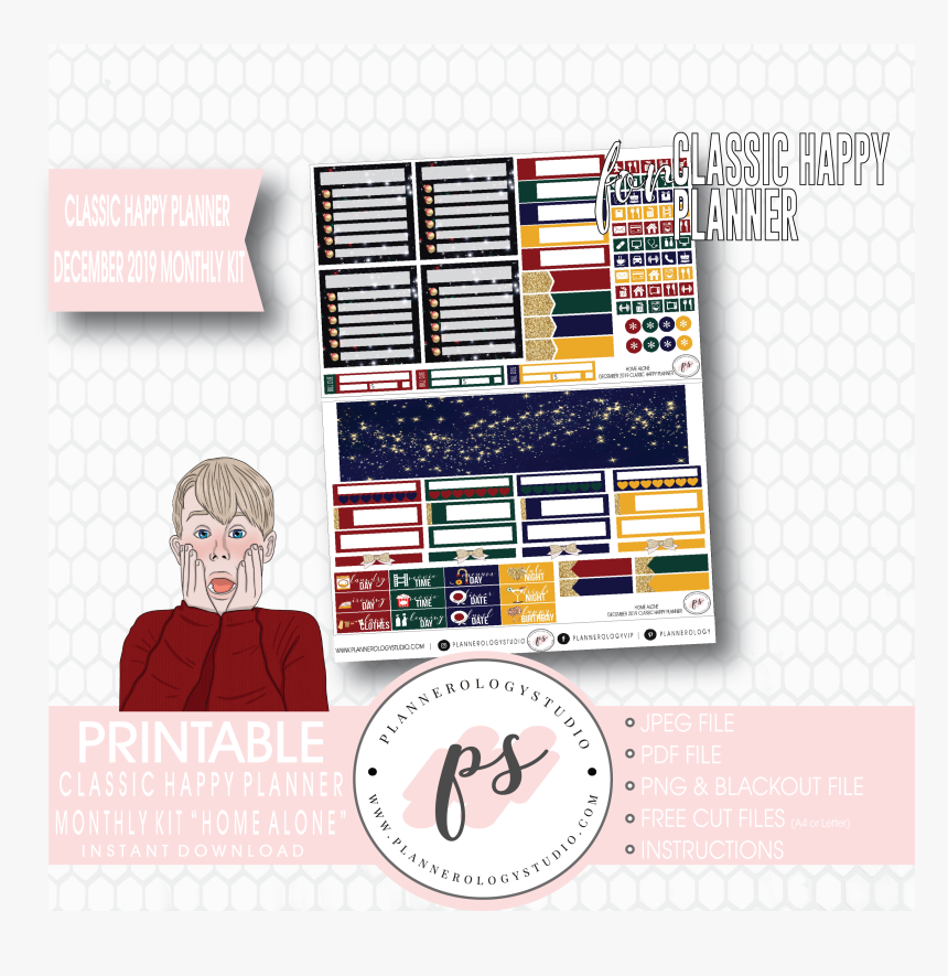 Transparent Home Alone Png - 2019 January Stickers Planner Printables, Png Download