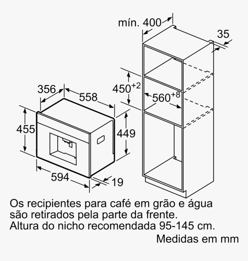 Cafetera Empotrada Dimensiones, HD Png Download