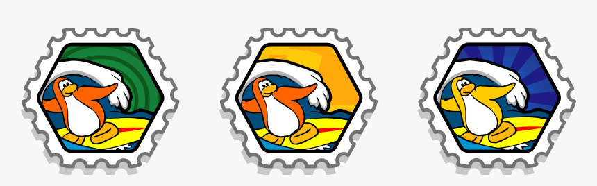 Club Penguin Catchin Waves Hard Stamps, HD Png Download