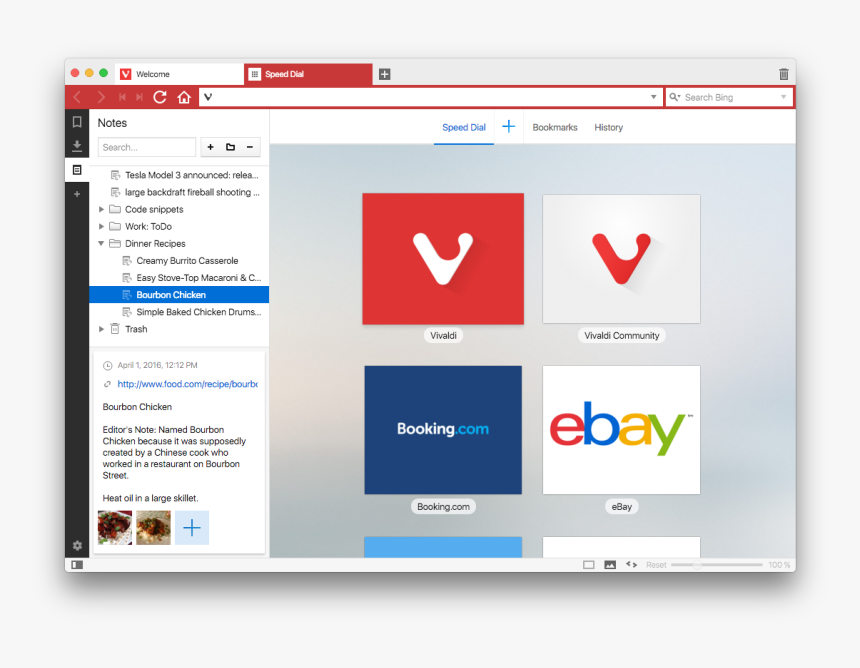 Vivaldi Browser Side Tabs, HD Png Download