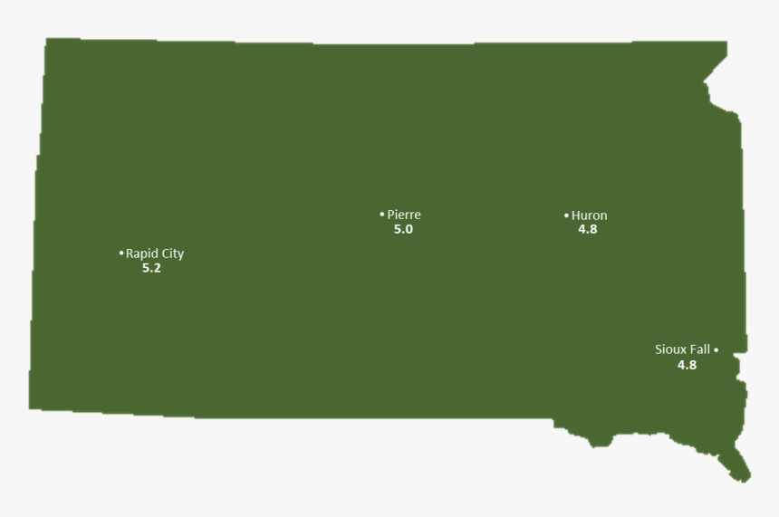 South Dakota Sun Light Hours Map - South Dakota Map Transparent, HD Png Download