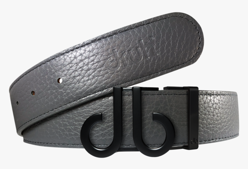 Gray Full Grain Texture Leather Belt With Matte Db, HD Png Download
