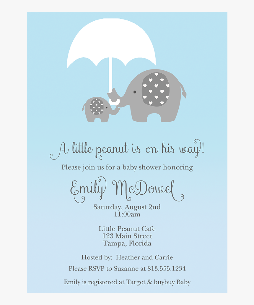 Little Peanut Blue Baby Shower Invitation - Umbrella, HD Png Download