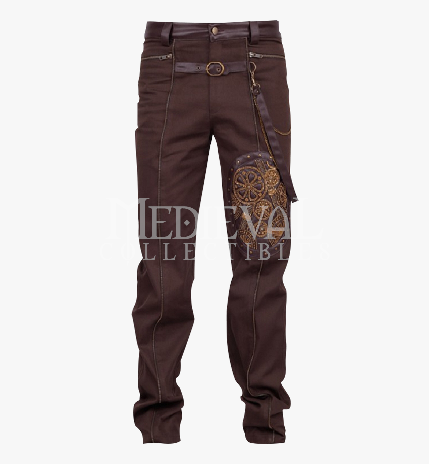 Steampunk Brown Gear Embroidery Strap Trousers - Pajamas, HD Png Download