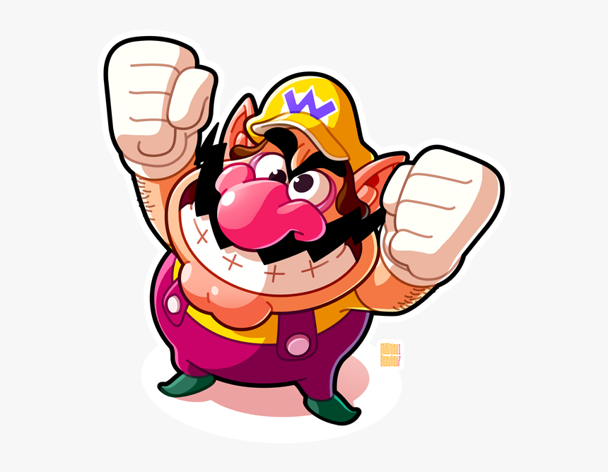 Wario Evil Purple Yellow Cartoon Design Fanart Character - Wario Fan Art, HD Png Download