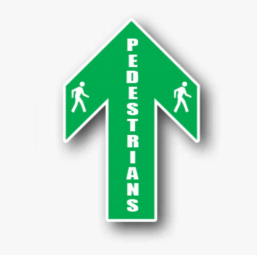 Blue Floor Directional Arrow For Pedestrians, With - Traffic Sign, HD Png Download