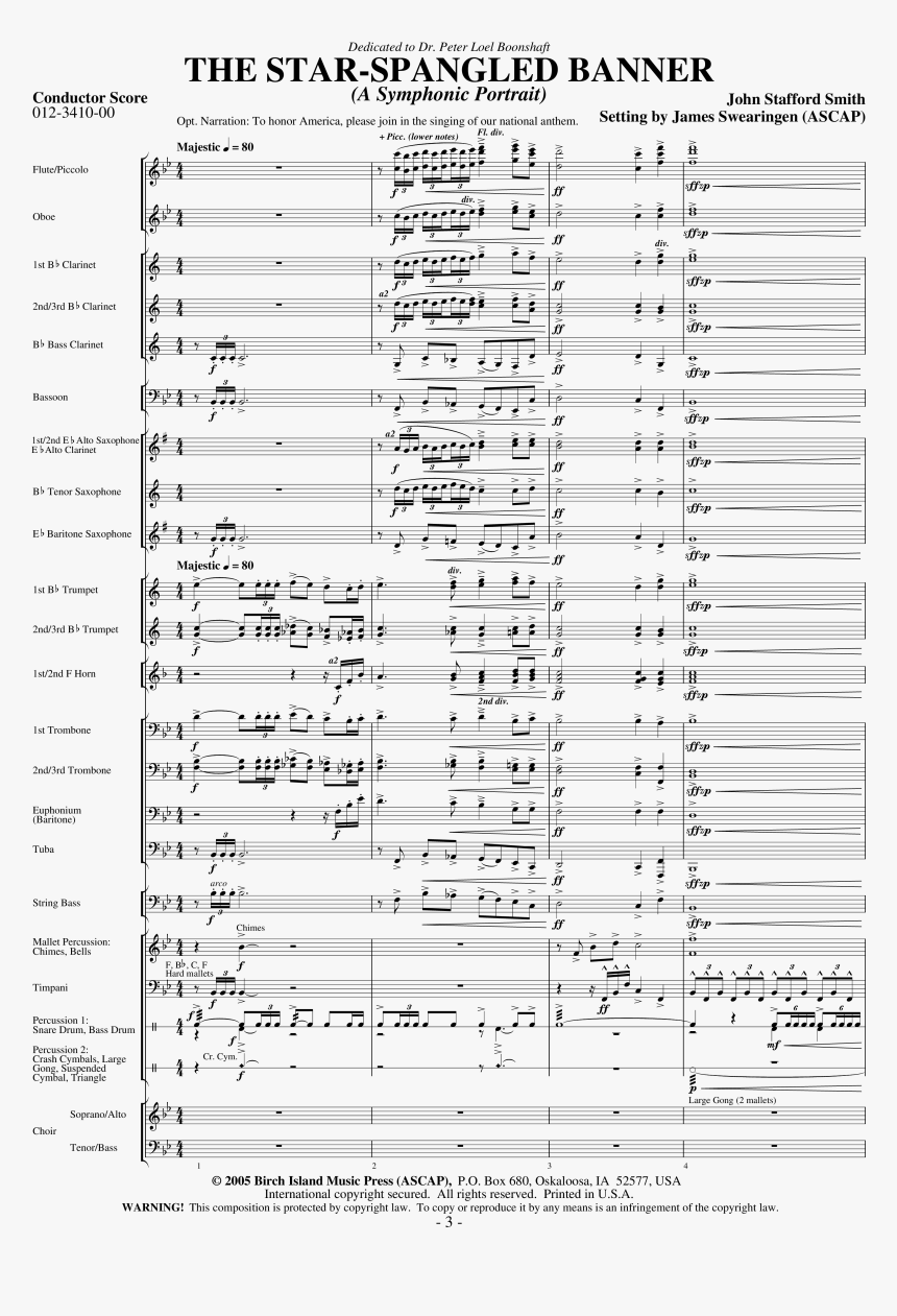 Star Spangled Banner Arr By Jim Swearingen, HD Png Download