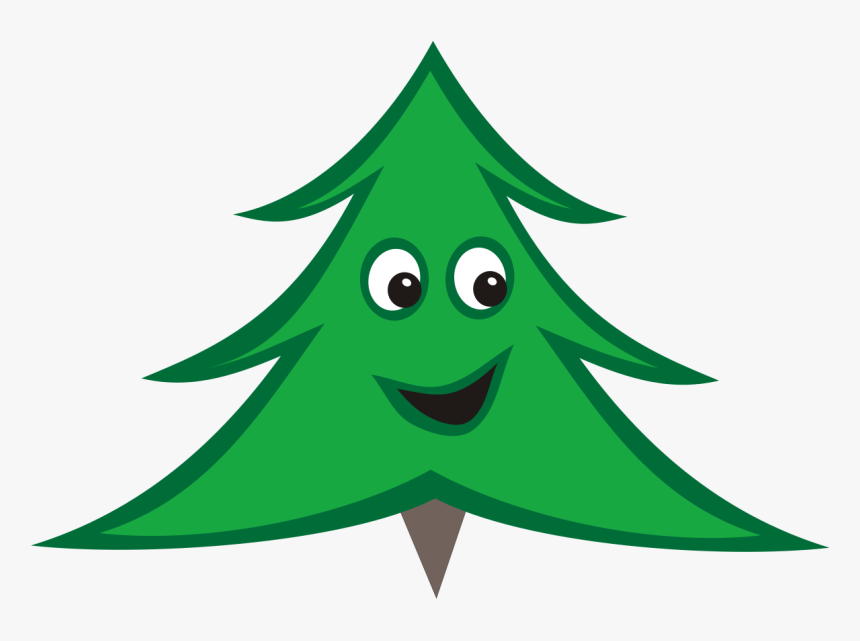 Smiling Christmas Tree Cartoon, HD Png Download