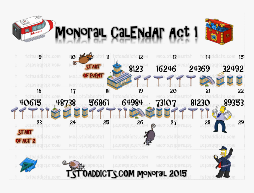 Monorail Act One Calendar - Simpsons Tapped Out Monorail Building, HD Png Download