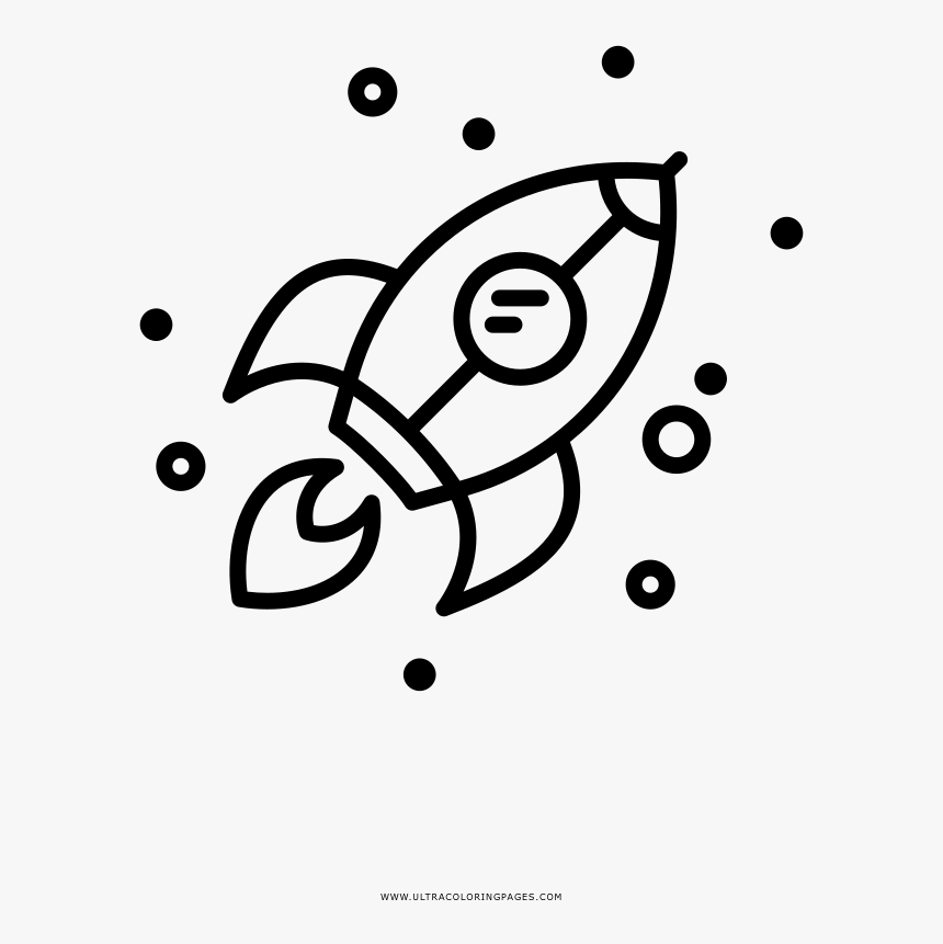 Rocket Coloring Page - Spaceship Bw, HD Png Download