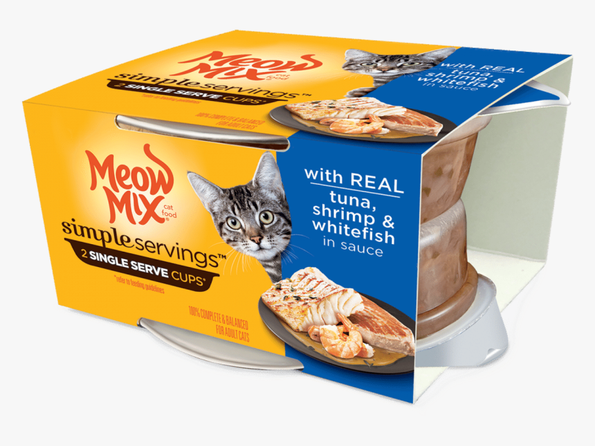 Meow Mix Simple Servings Adult Tuna, Shrimp And Whitefish - Meow Mix Single Servings, HD Png Download
