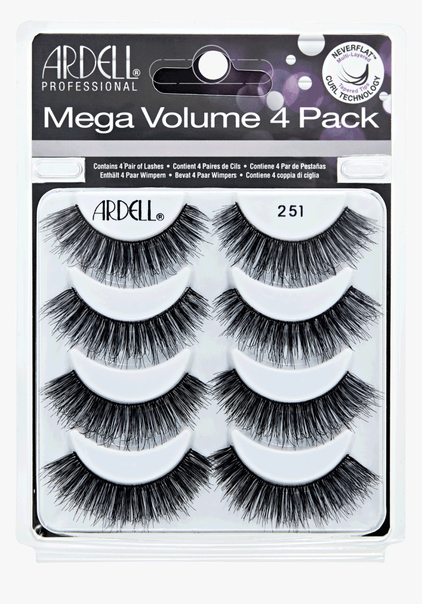 Mega Volume 251 Lashes 4 Pack - Ardell Demi Wispies Black Lashes 4 Pack, HD Png Download
